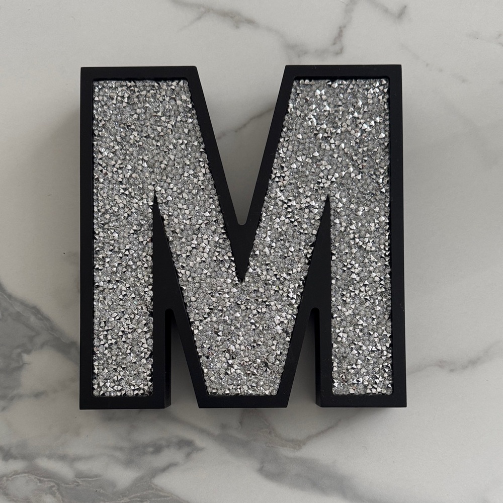 Glitter Block Letter M Accent Decor - Silver